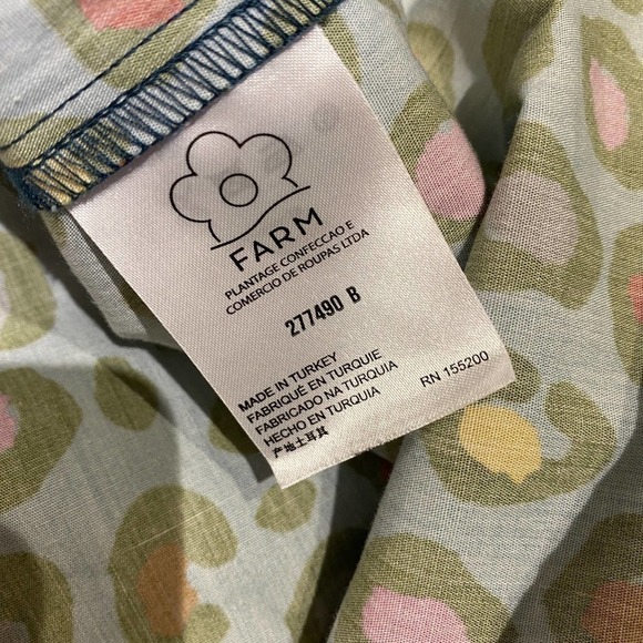 Anthropologie Farm Womens Rio Hanya Puff Sleeve Blouse Leopard Blue Size Medium - Picture 12 of 12